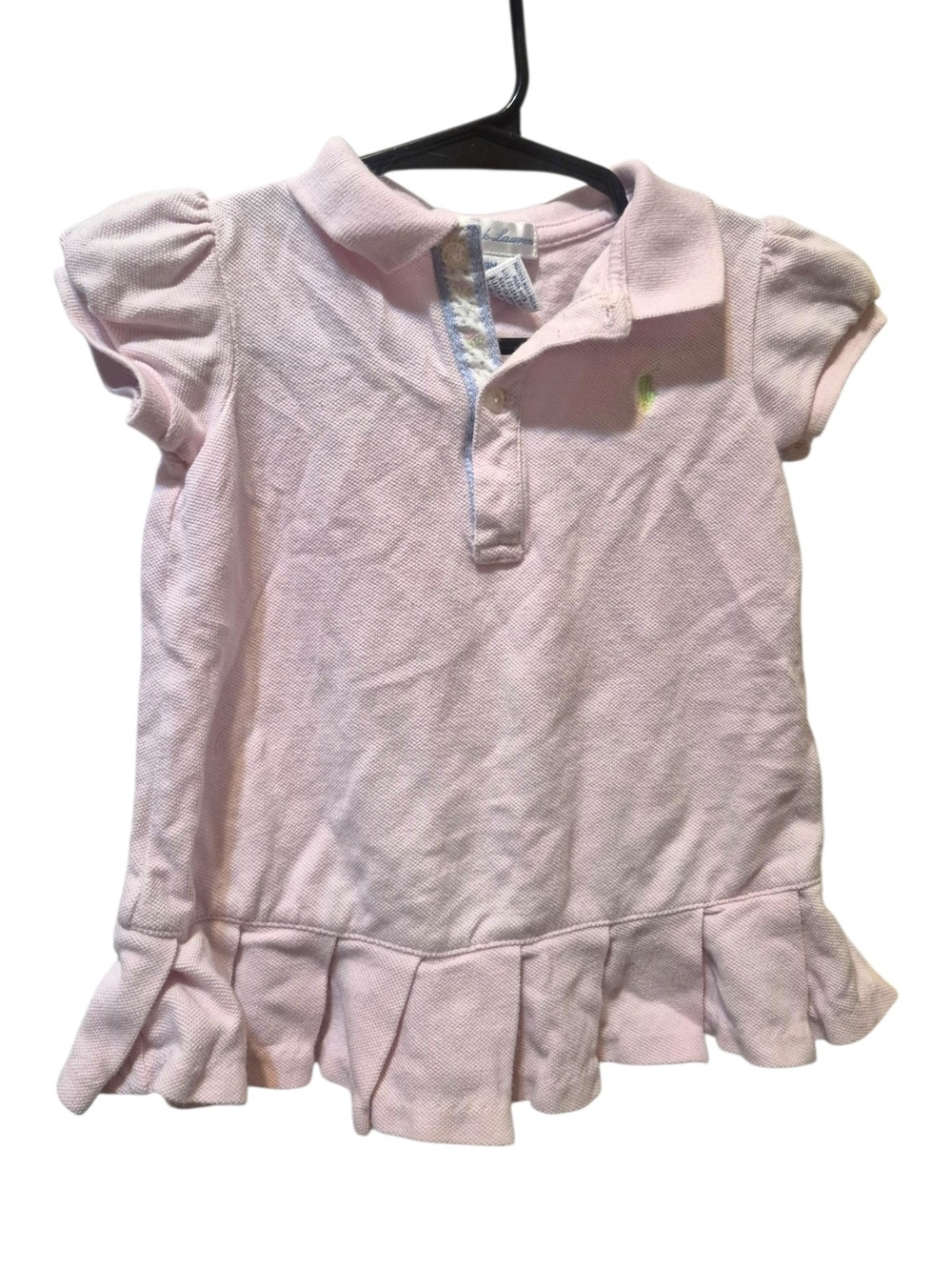 Ralph Lauren Light Pink Polo Top with Ruffle Hem